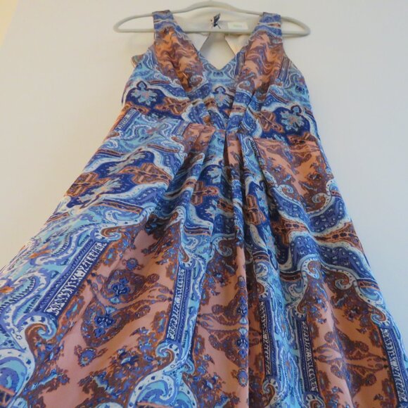 ANTHROPOLOGIE MAEVE 100% Silk Medallion Cut Out Orange Paisley Maxi Dress Boho 6 - Picture 10 of 15